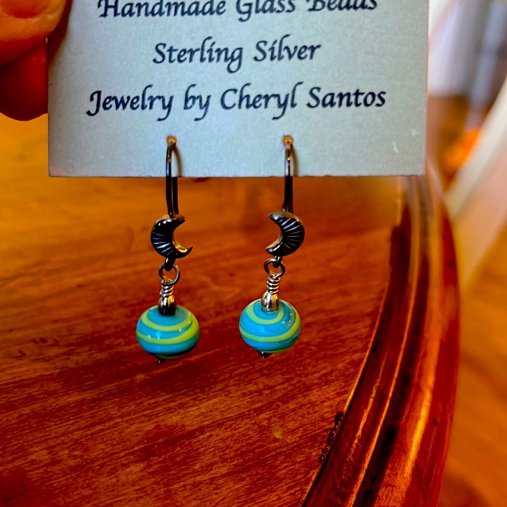 Handmade Silver/Custom Glass Earrings